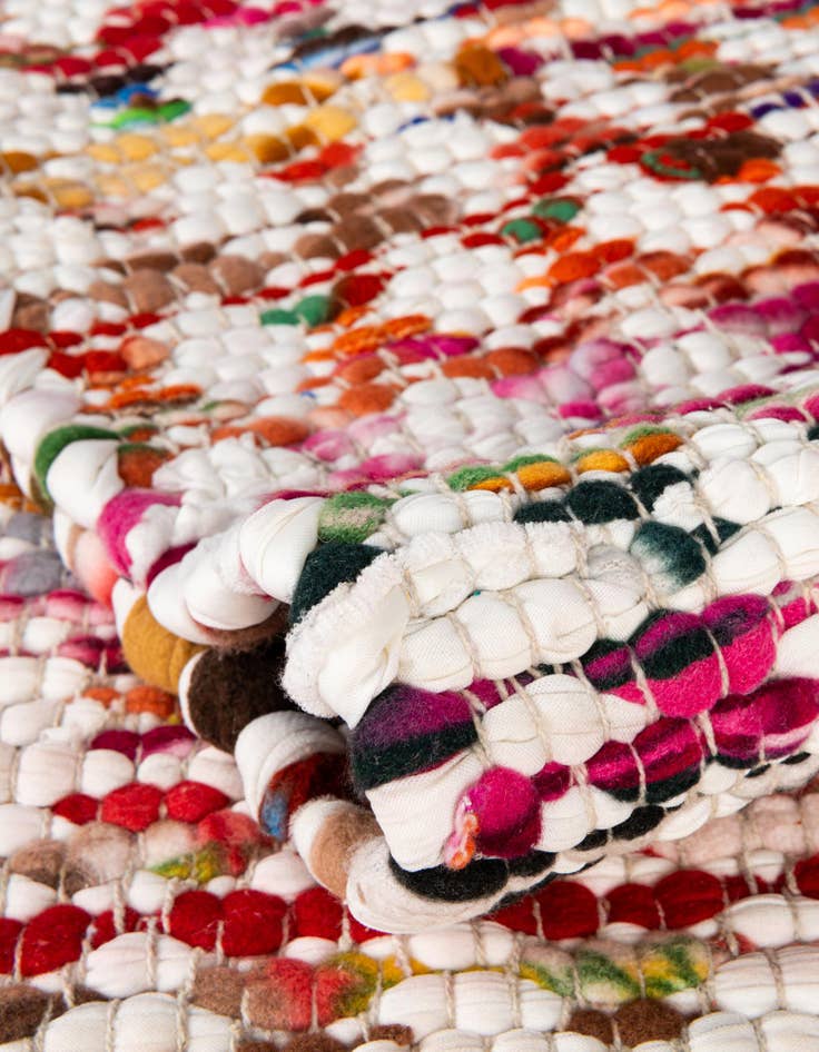 Detail image of  2' 2 x 3' 7  Hand Woven Braided Chindi Hearth Rug