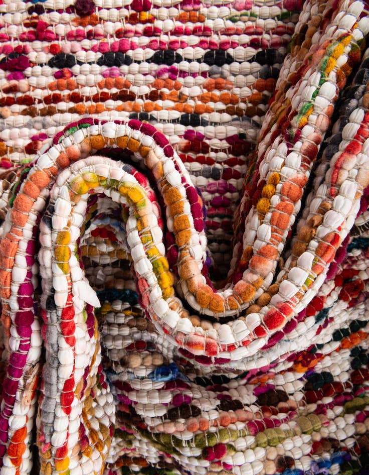 Detail image of  2' 2 x 3' 7  Hand Woven Braided Chindi Hearth Rug