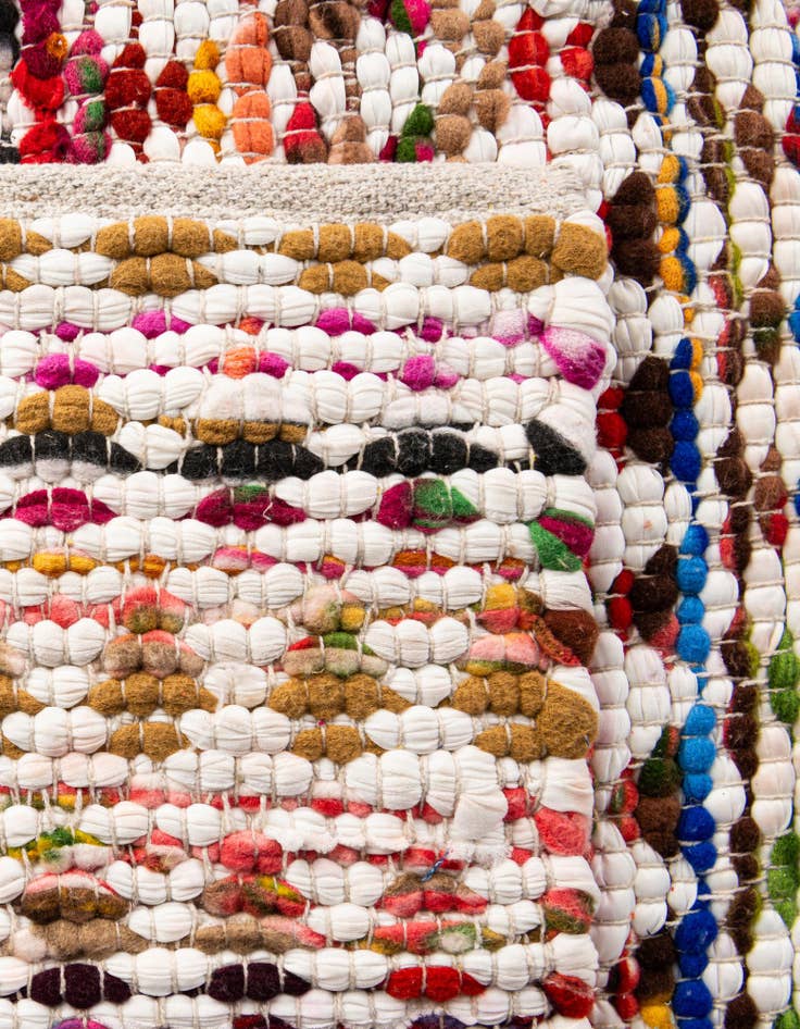 Detail image of  2' 2 x 3' 7  Hand Woven Braided Chindi Hearth Rug