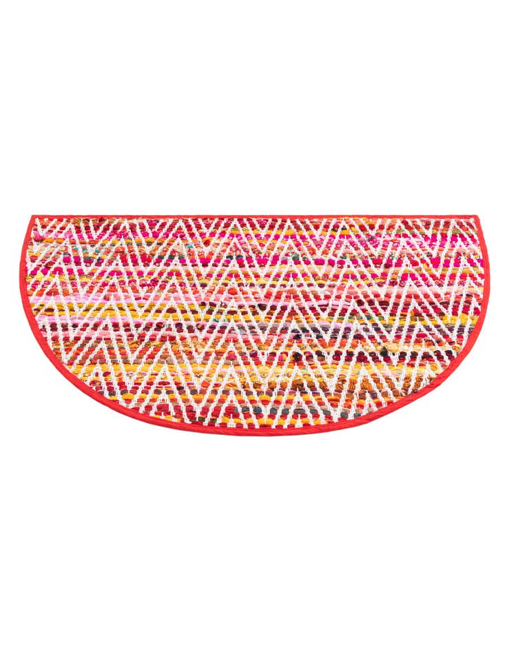 Detail image of  2' 2 x 3' 7  Hand Woven Chindi Chevron Hearth Rug