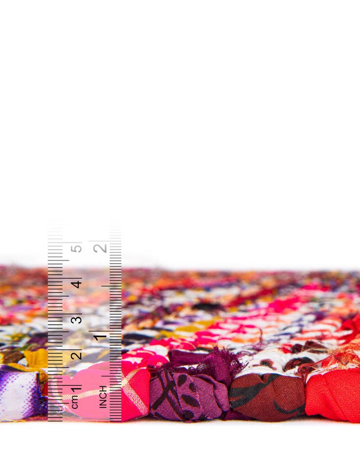 Detail image of  2' 2 x 3' 7  Hand Woven Chindi Chevron Hearth Rug