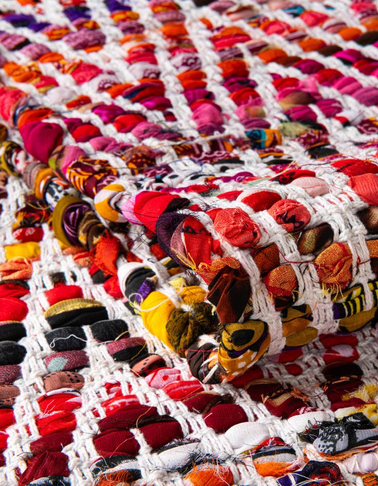 Detail image of  2' 2 x 3' 7  Hand Woven Chindi Chevron Hearth Rug