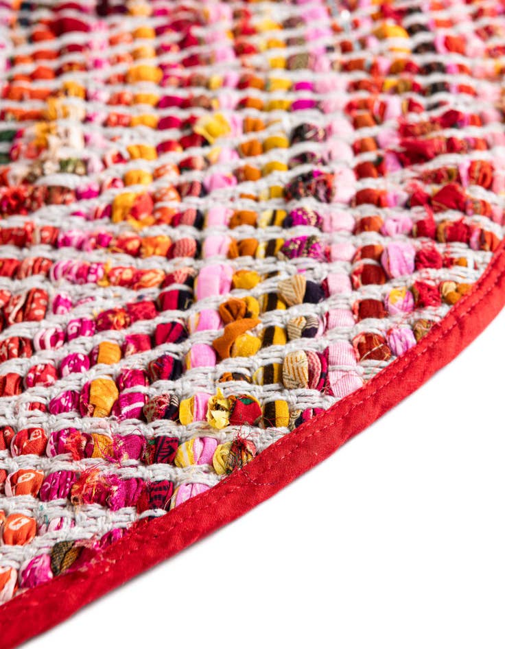 Detail image of  2' 2 x 3' 7  Hand Woven Chindi Chevron Hearth Rug