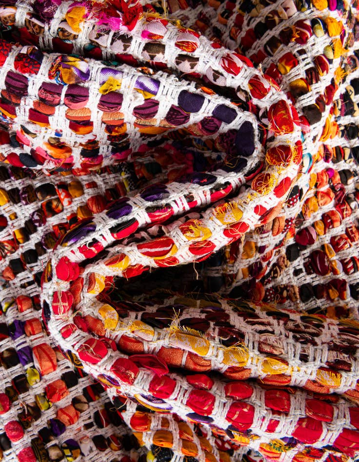 Detail image of  2' 2 x 3' 7  Hand Woven Chindi Chevron Hearth Rug