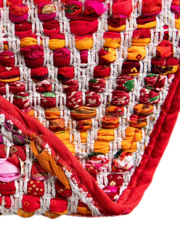 Detail image of  2' 2 x 3' 7  Hand Woven Chindi Chevron Hearth Rug