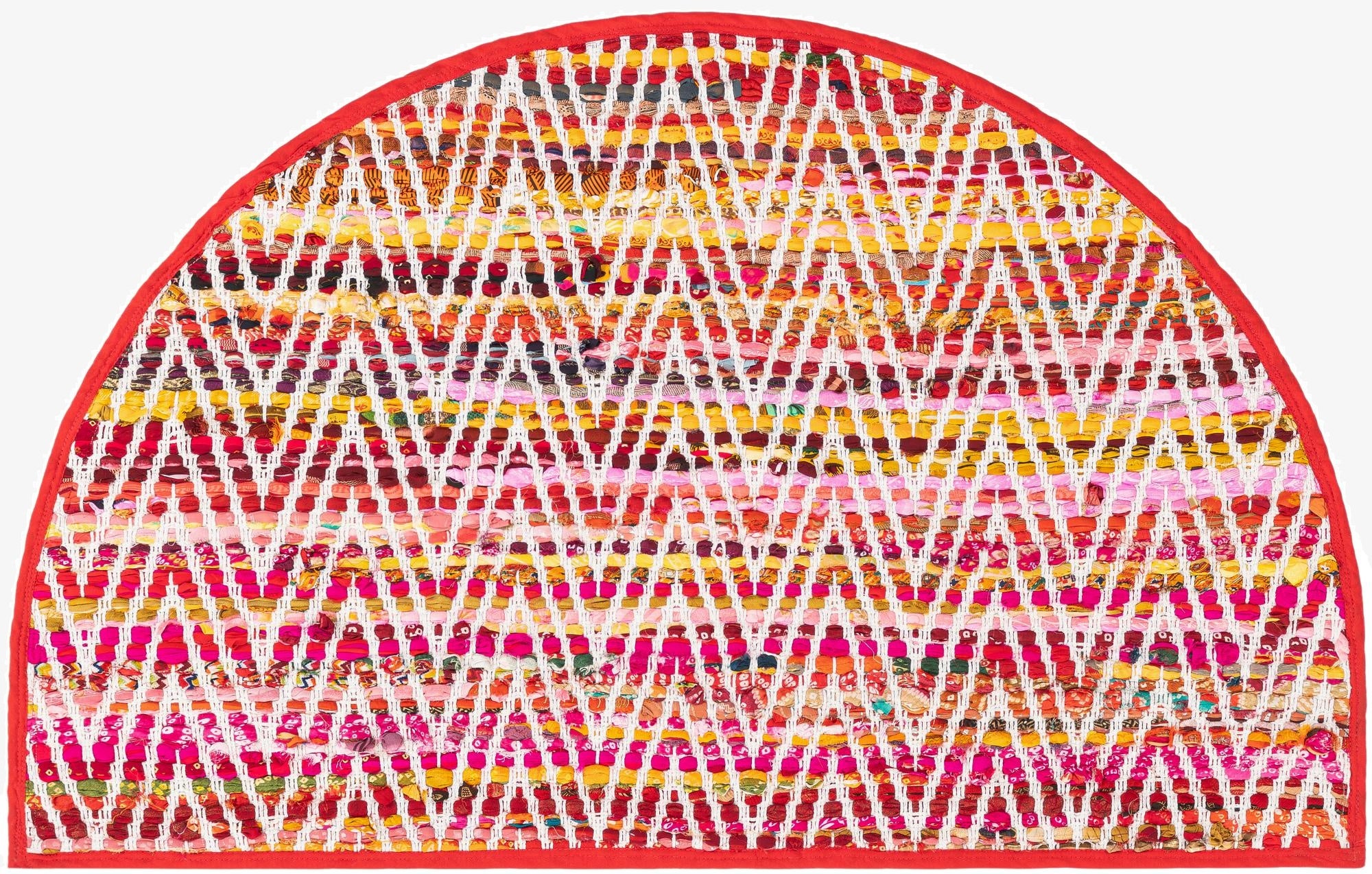  2' 2 x 3' 7  Hand Woven Chindi Chevron Hearth Rug