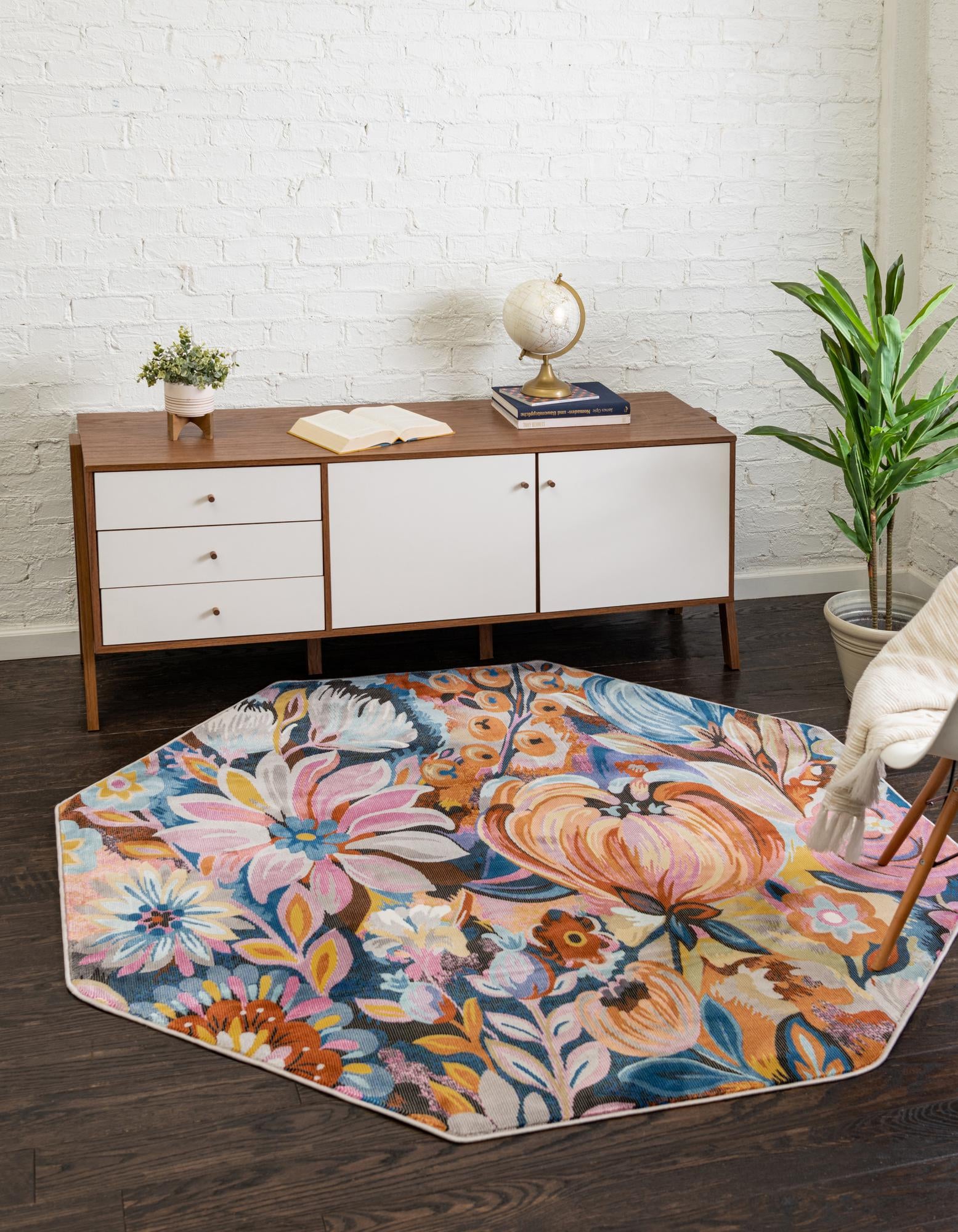 Multicolor 6' x 6' Blossom Octagon Rug | Rugs.com