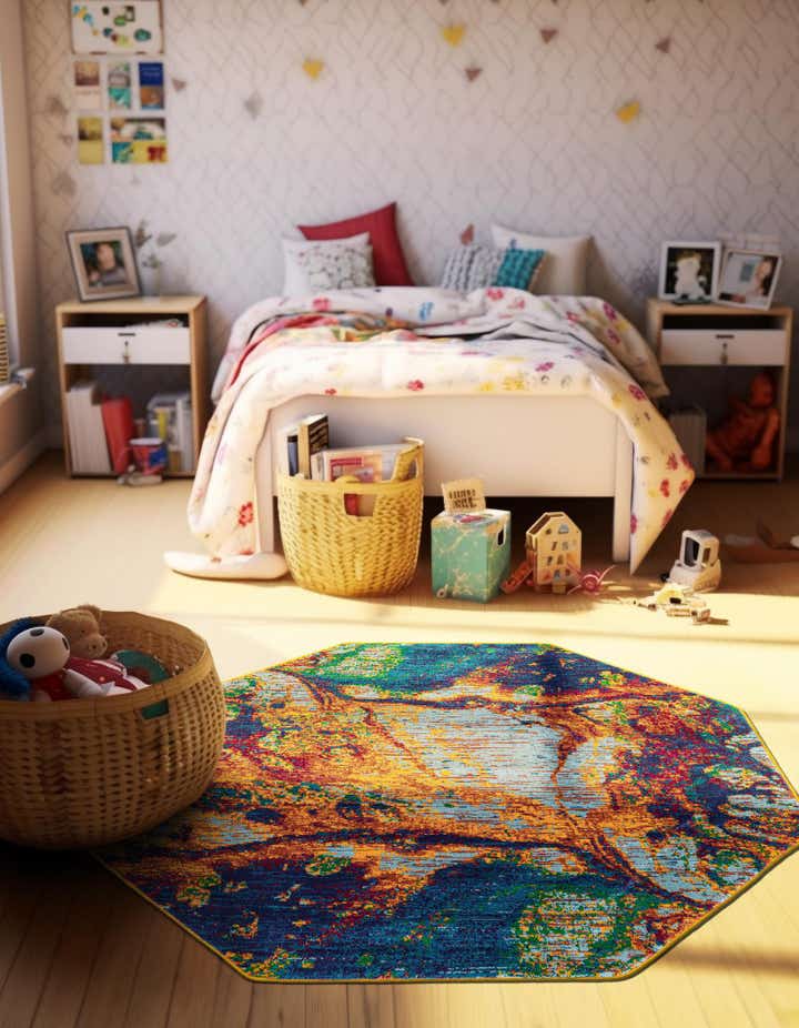 Multicolor 5' 3 x 5' 3 Calypso Octagon Rug | Rugs.com