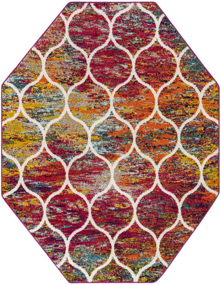 Detail image of  7' x 7' Lattice Frieze Octagon Rug