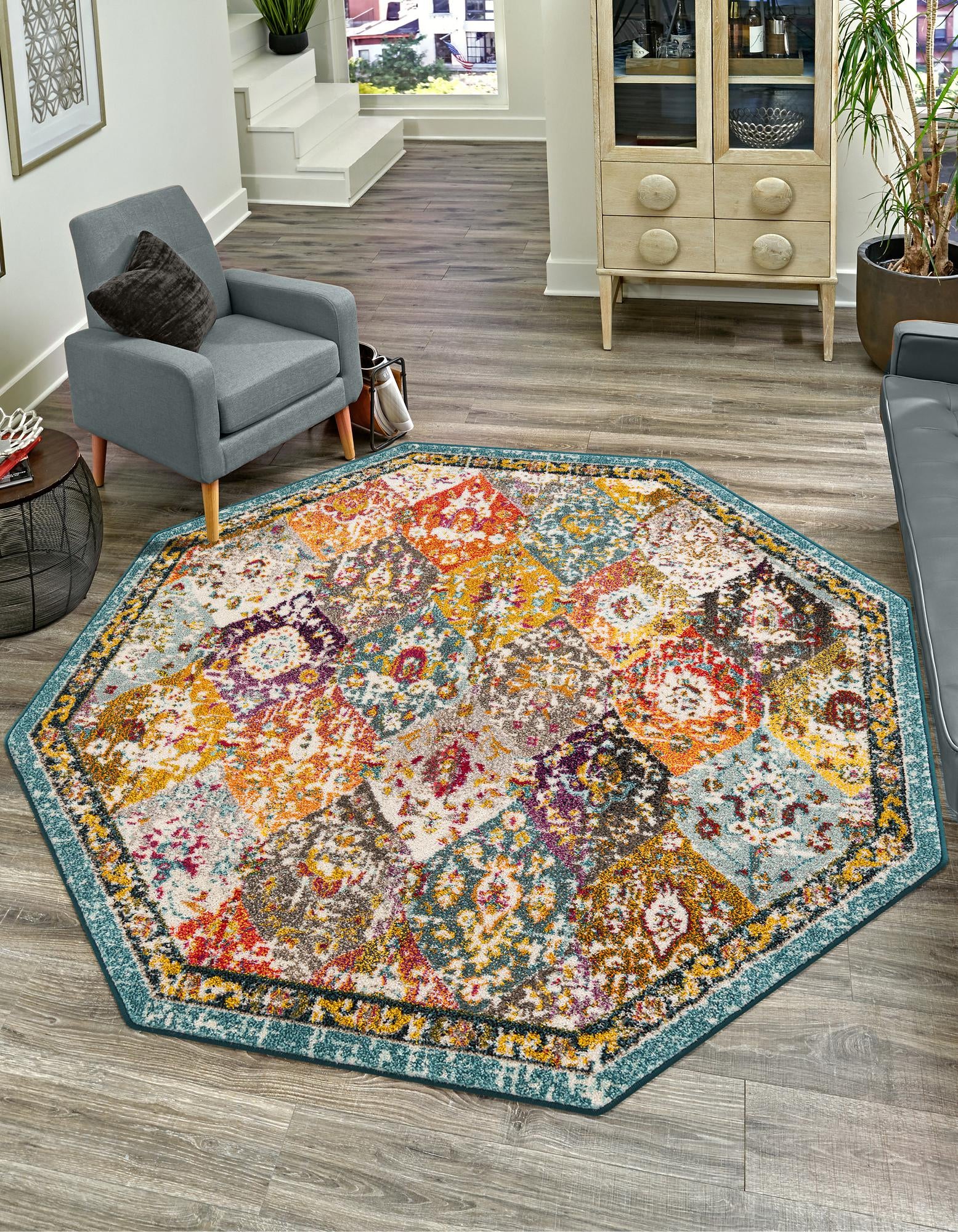 Multicolor 6' x 6' Madeline Octagon Rug | Rugs.com