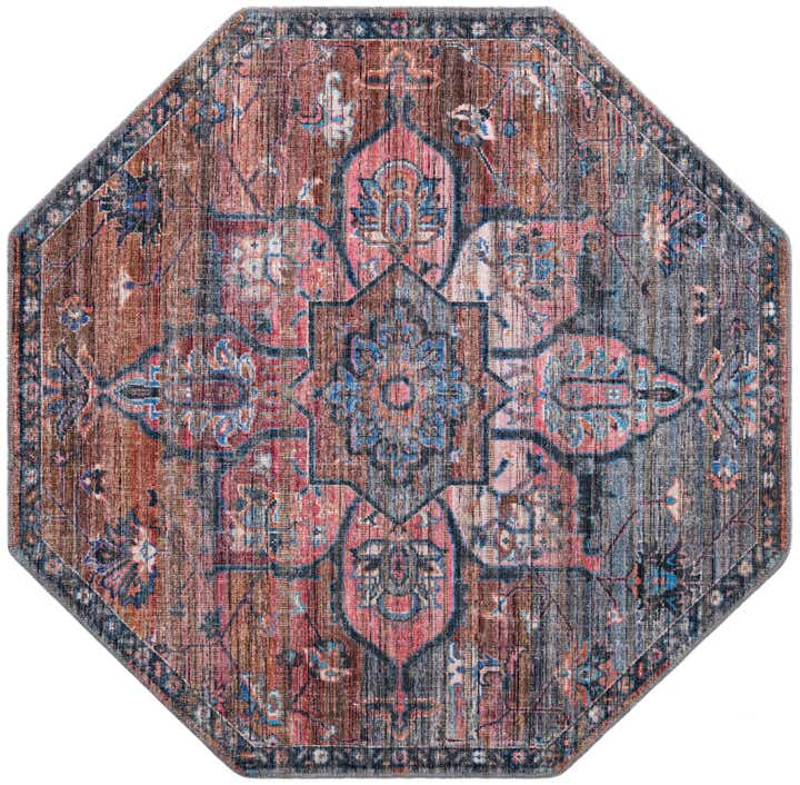 Multicolor 5' 3 x 5' 3 Washable Nostalgia Octagon Rug | Rugs.com