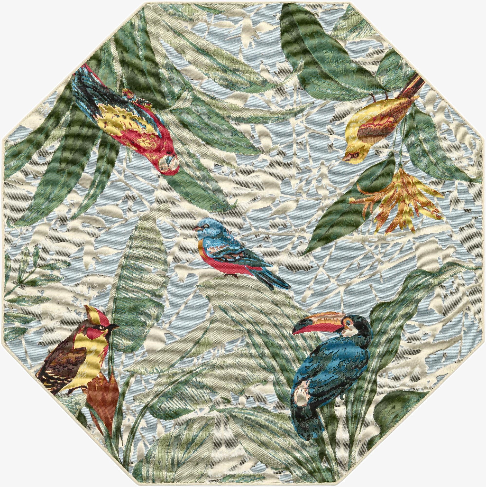  5' 3 x 5' 3  Washable Botanical Indoor / Outdoor Octagon Rug