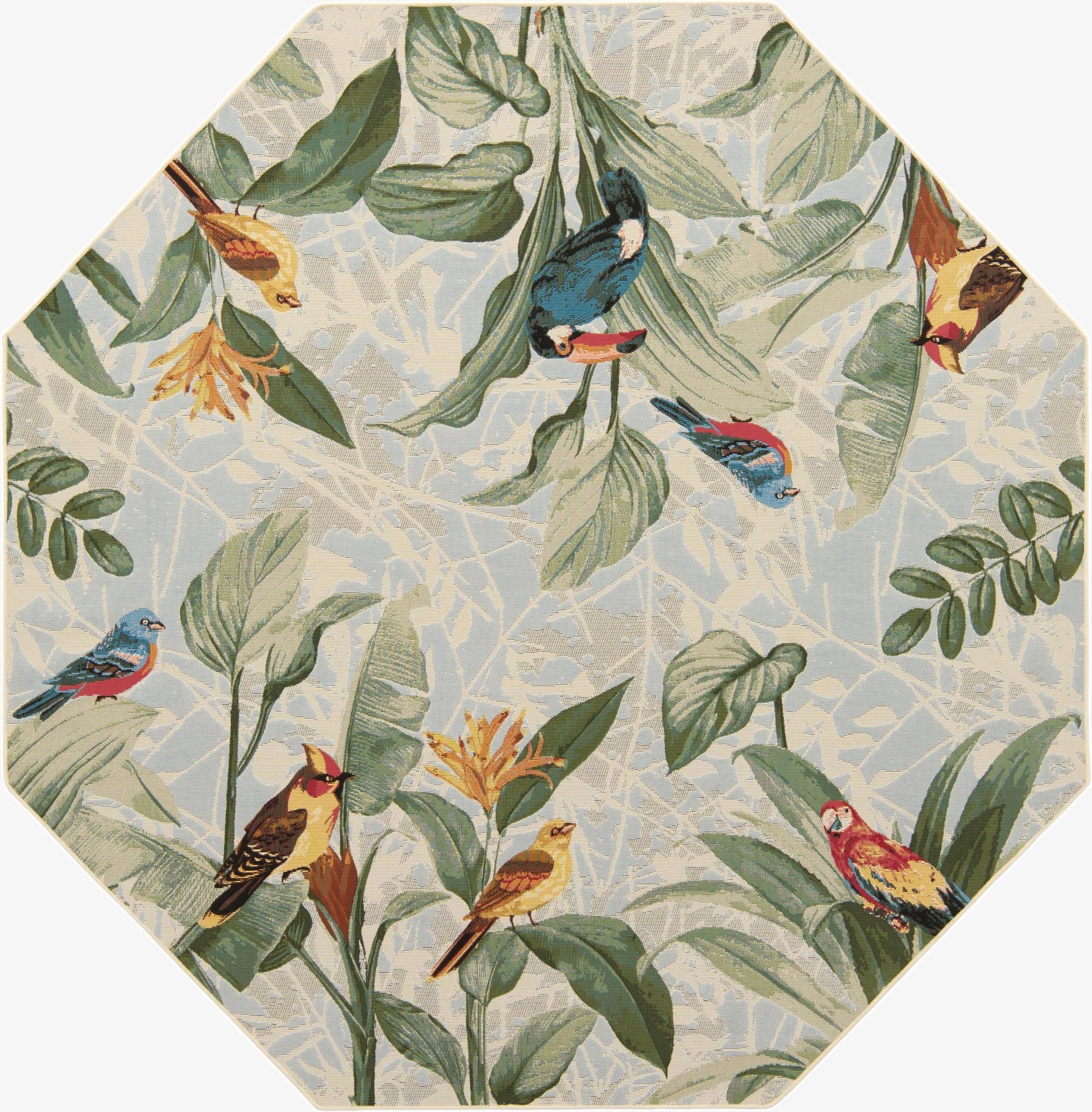  7' 10 x 7' 10  Washable Botanical Indoor / Outdoor Octagon Rug