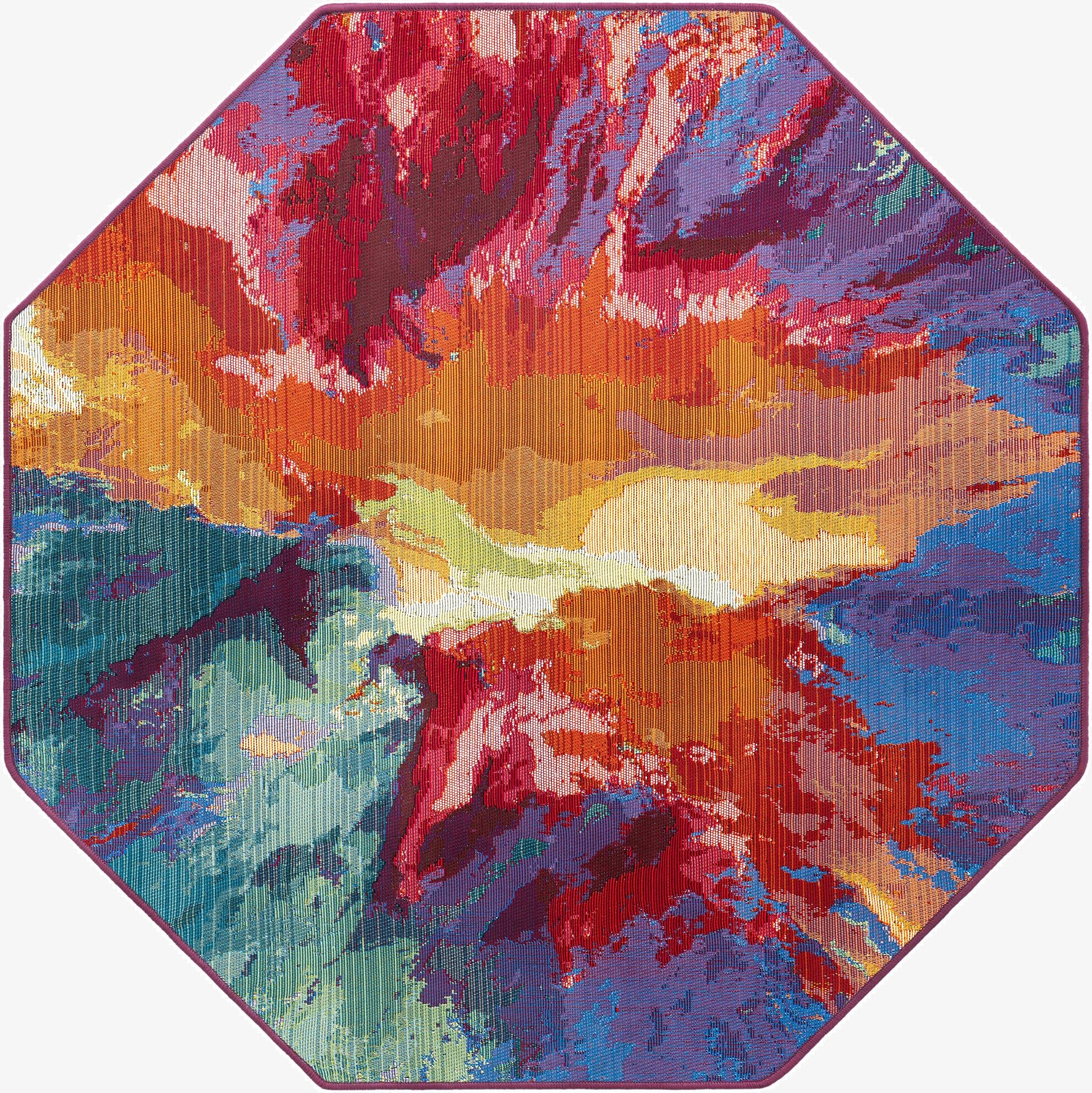  4' x 4'  Washable Modern Indoor / Outdoor Octagon Rug