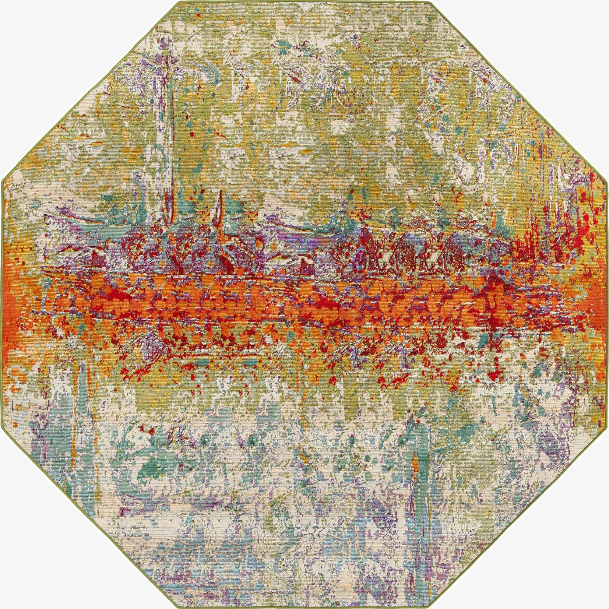  8' x 8'  Washable Modern Indoor / Outdoor Octagon Rug