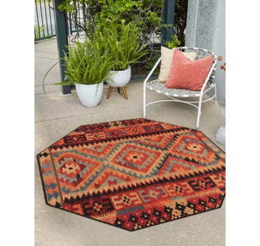 Multicolor 7' x 7' Tribal Outdoor Octagon Rug | Rugs.com