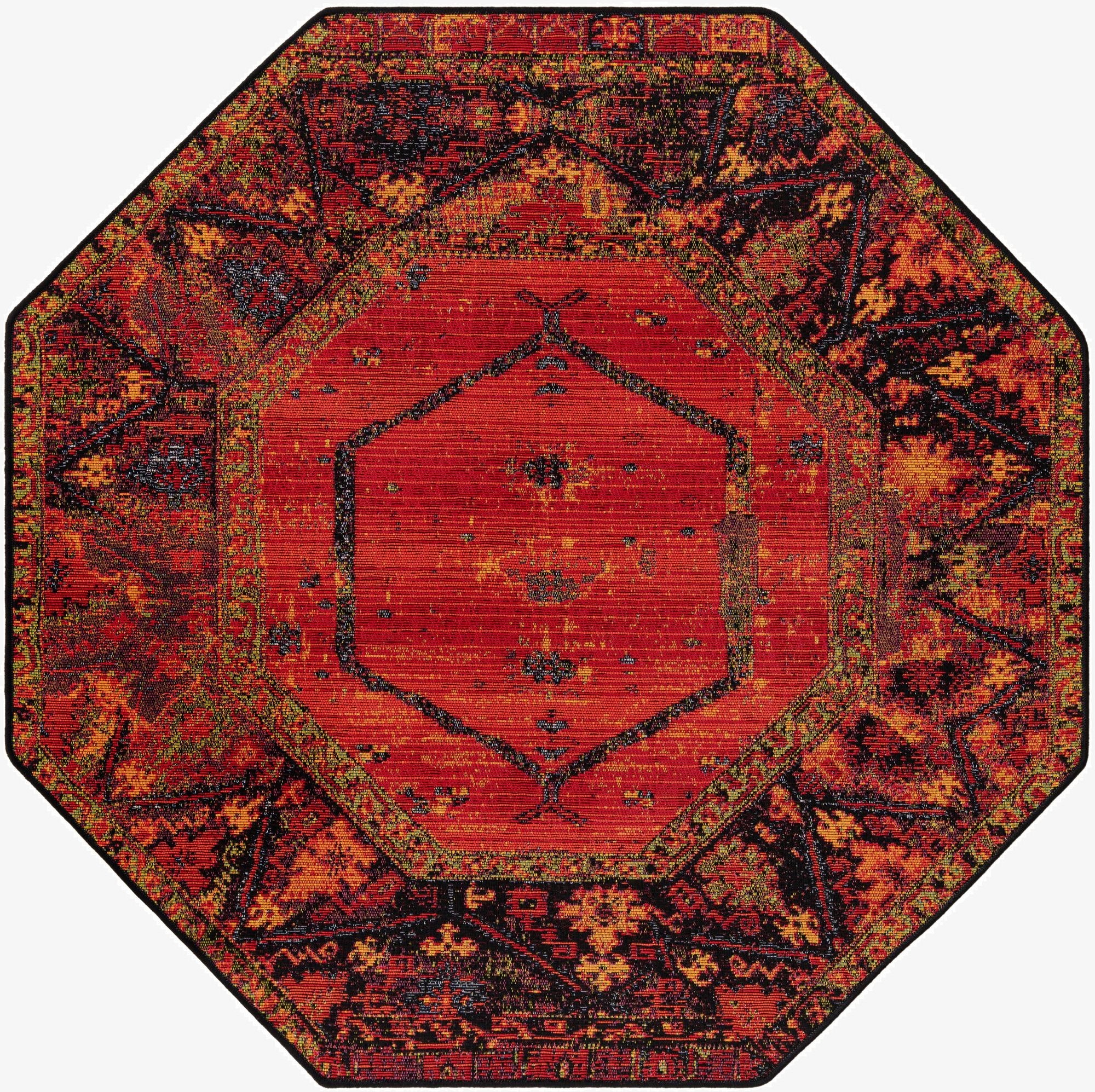  4' x 4'  Washable Tribal Indoor / Outdoor Octagon Rug