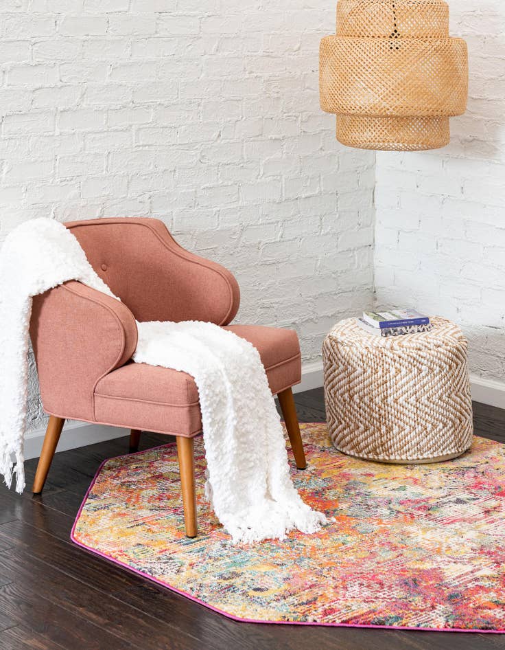 Detail image of  7' 10 x 7' 10  Washable Vivid Octagon Rug