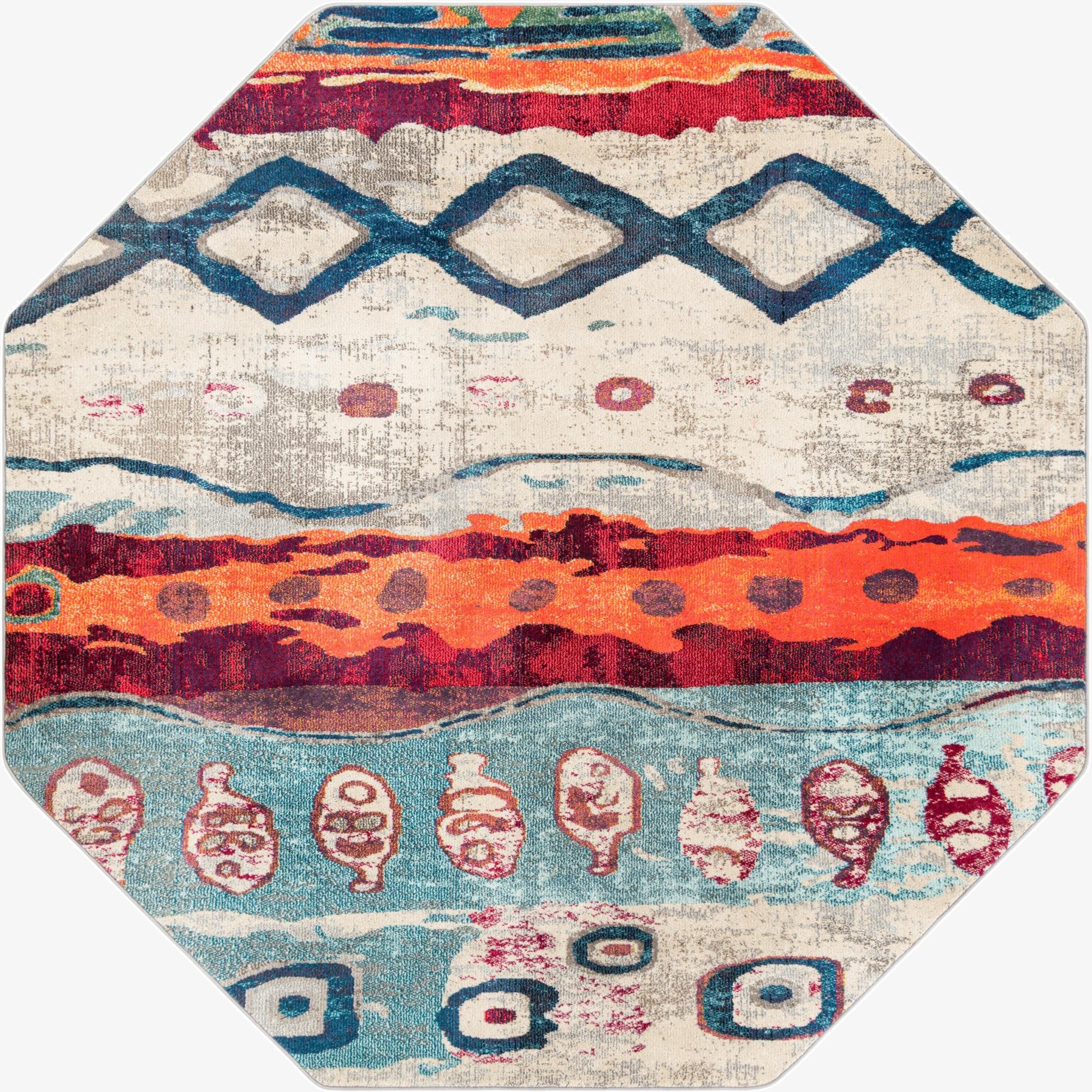  7' 10 x 7' 10  Washable Vivid Octagon Rug