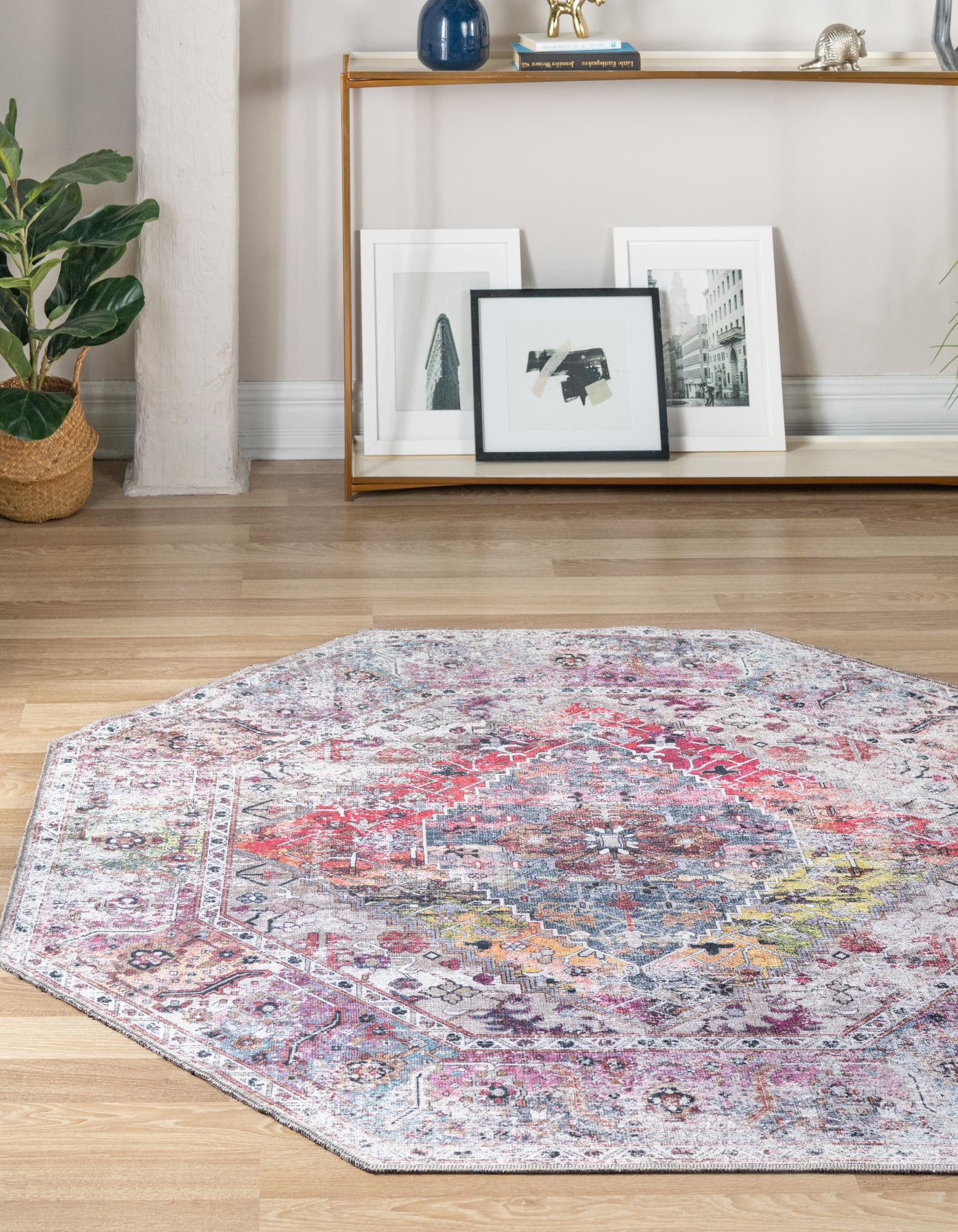 Multicolor 7' 10 x 7' 10 Washable Yara Octagon Rug | Rugs.com
