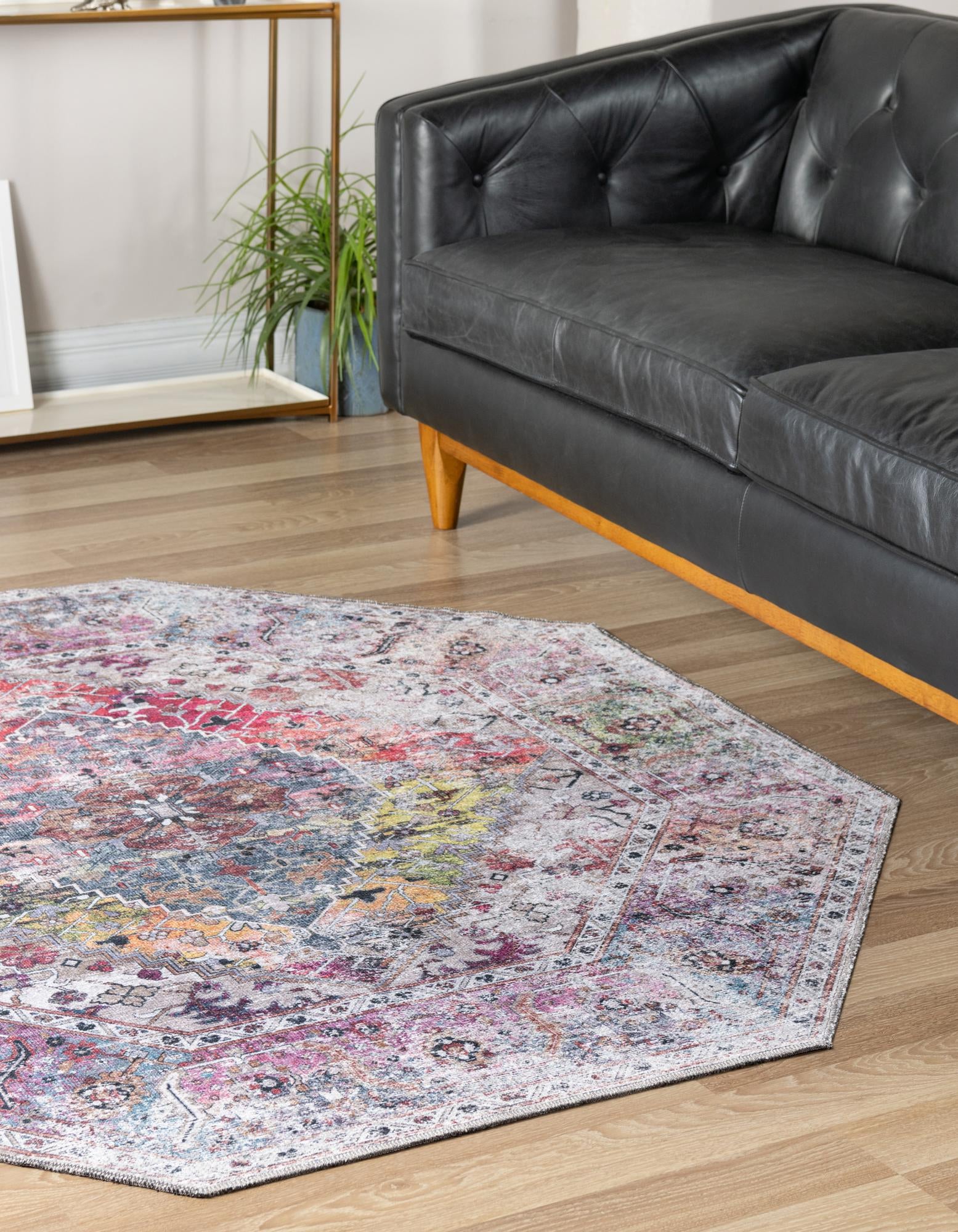Multicolor 7' 10 x 7' 10 Washable Yara Octagon Rug | Rugs.com