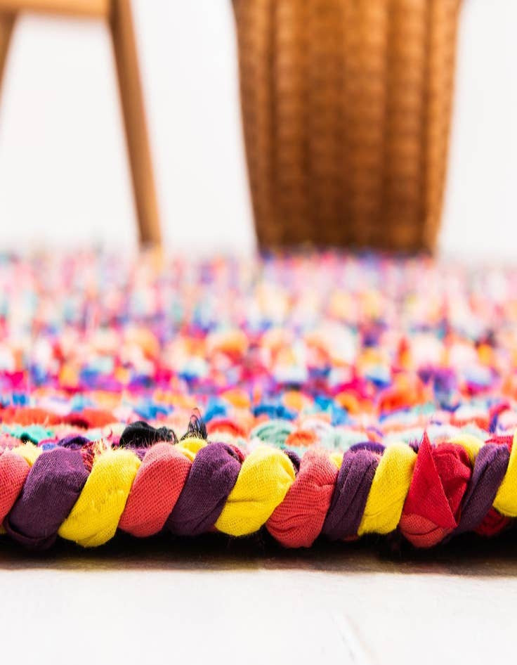 Detail image of  3' 3 x 5' 1  Hand Braided Chindi Oval Rug