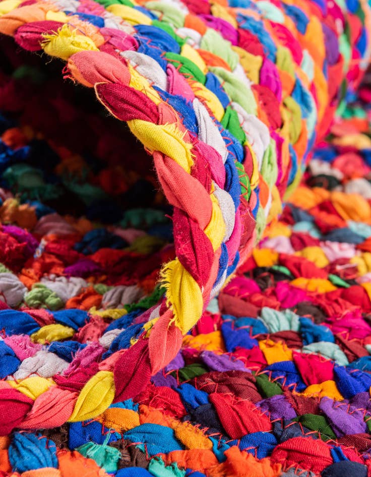 Detail image of  3' 3 x 5' 1  Hand Braided Chindi Oval Rug