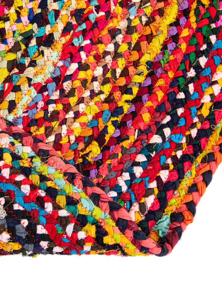 Detail image of  3' 3 x 5' 1  Hand Braided Chindi Oval Rug