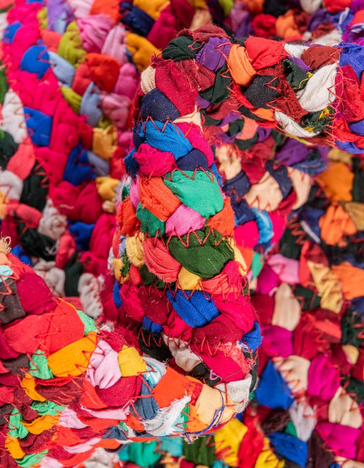 Detail image of  3' 3 x 5' 1  Hand Braided Chindi Oval Rug