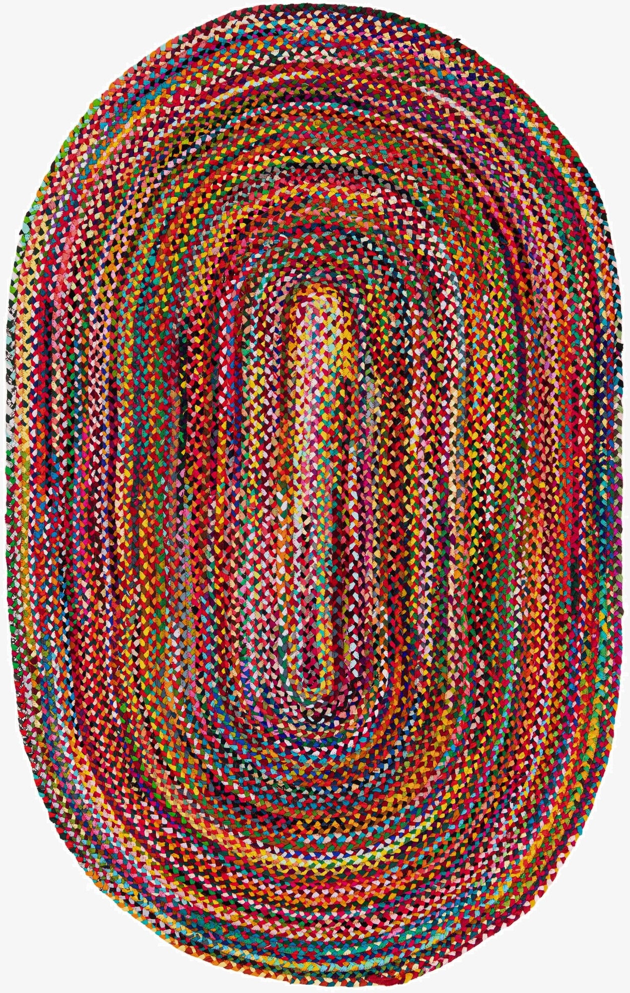  5' 1 x 8'  Hand Braided Chindi Oval Rug