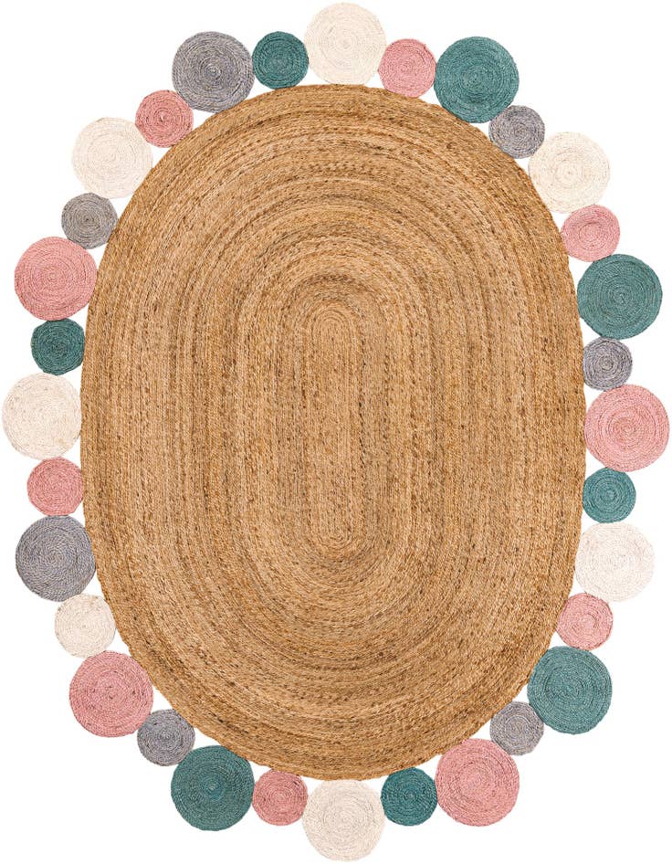 Detail image of  7' 10 x 10'  Hand Braided Jute Oval Rug