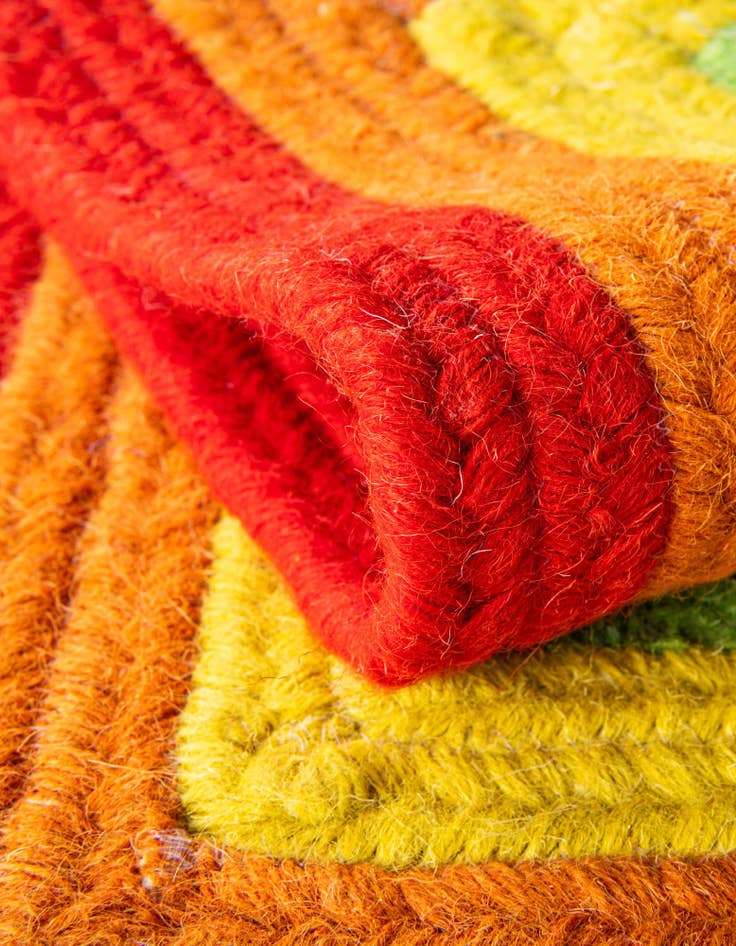 Detail image of  3' 1 x 5' 1  Hand Hand Braided Rainbow Wool Oval Rug