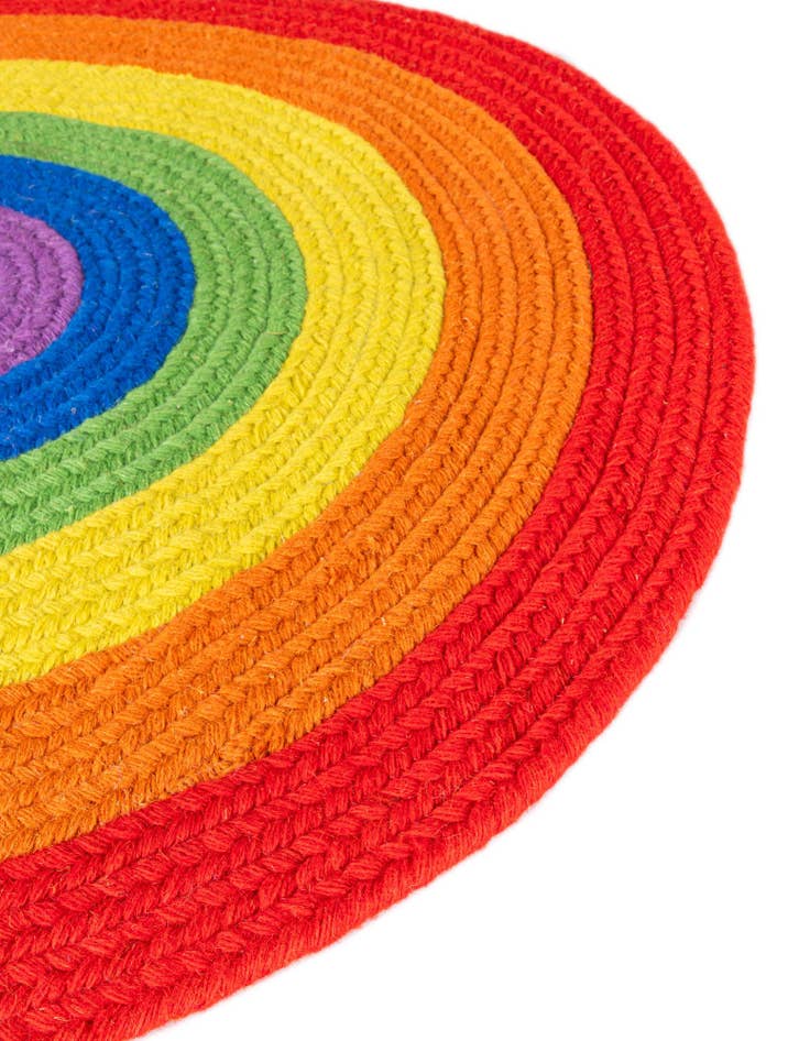 Detail image of  3' 1 x 5' 1  Hand Hand Braided Rainbow Wool Oval Rug