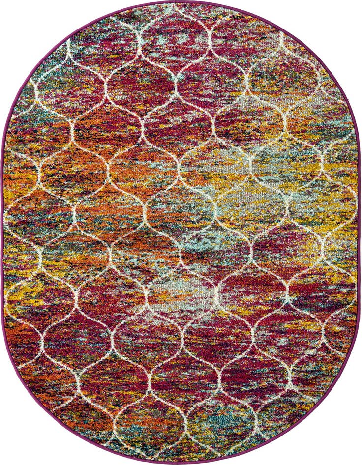 Detail image of  4' x 6' Lattice Frieze Oval Rug