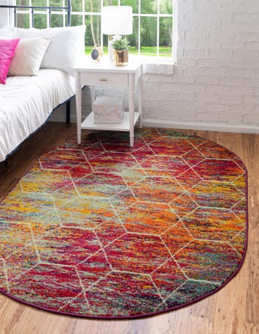  2' x 3' Lattice Frieze Oval Rug