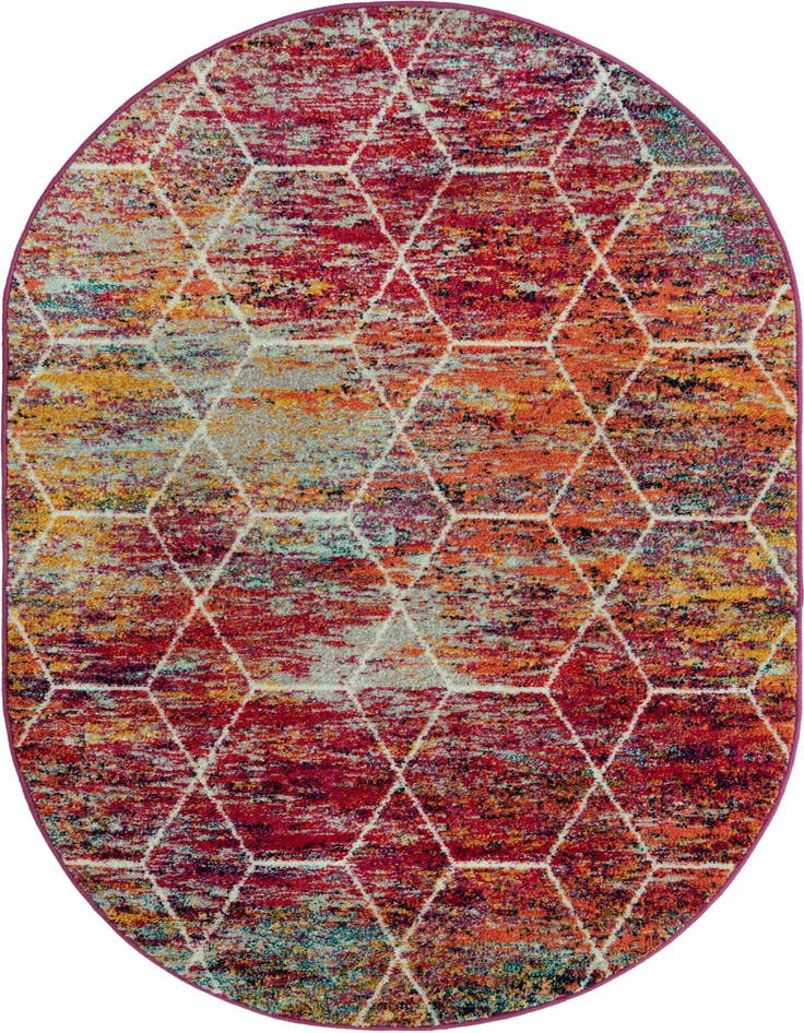 Detail image of  4' x 6' Lattice Frieze Oval Rug