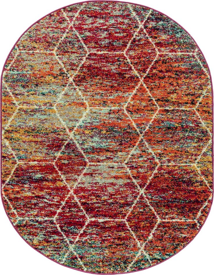 Detail image of  3' x 5' 3 Lattice Frieze Oval Rug