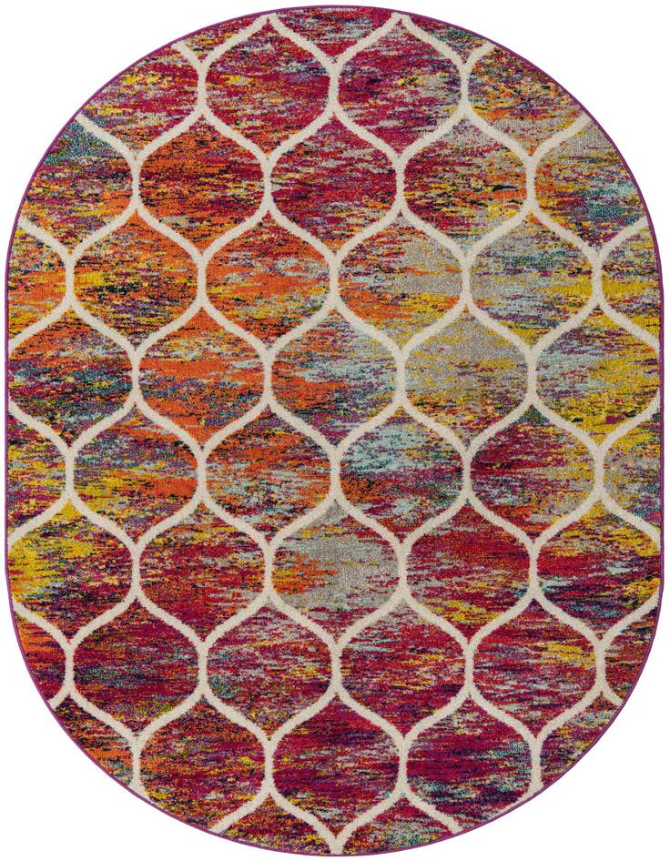 Detail image of  6' x 9' Lattice Frieze Oval Rug