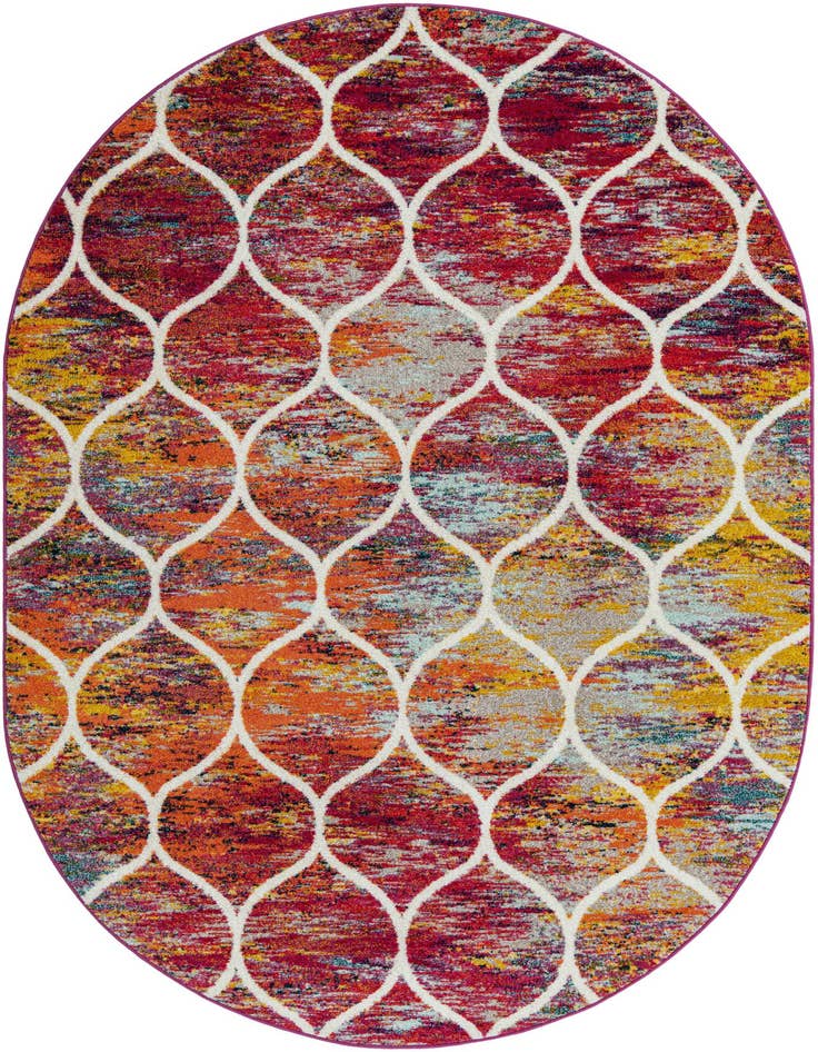 Detail image of  7' x 10' Lattice Frieze Oval Rug
