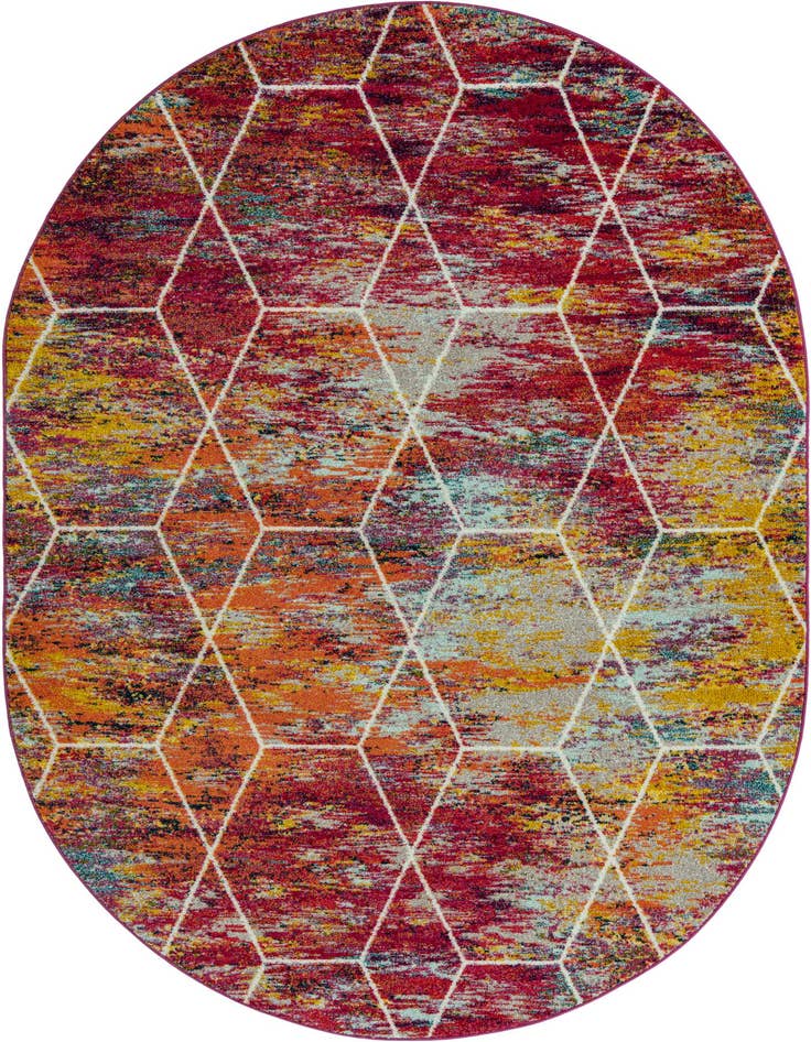 Detail image of  7' x 10' Lattice Frieze Oval Rug