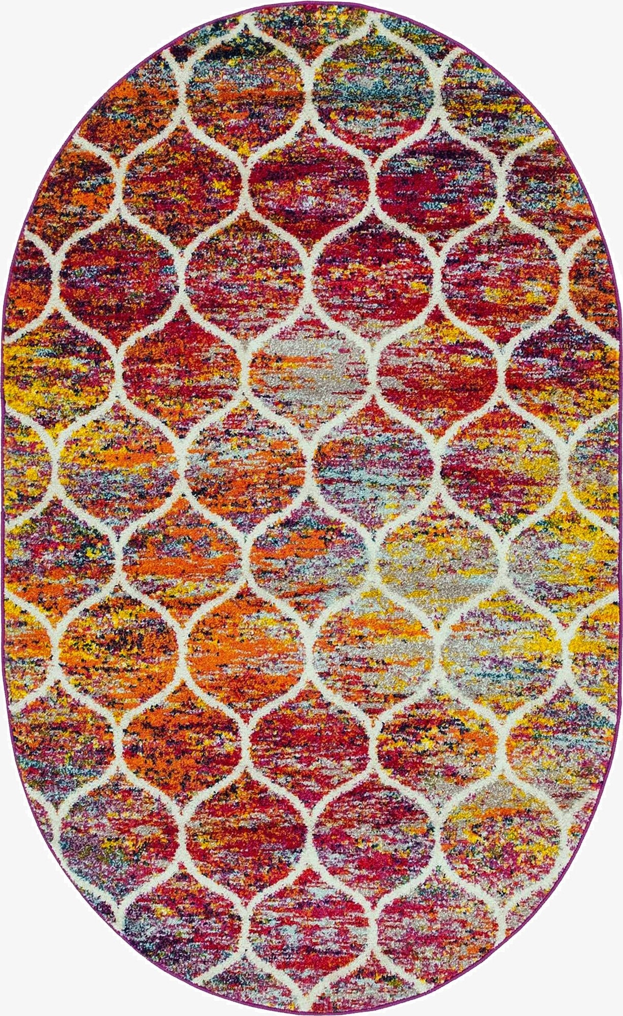  3' x 5' 3 Lattice Frieze Oval Rug