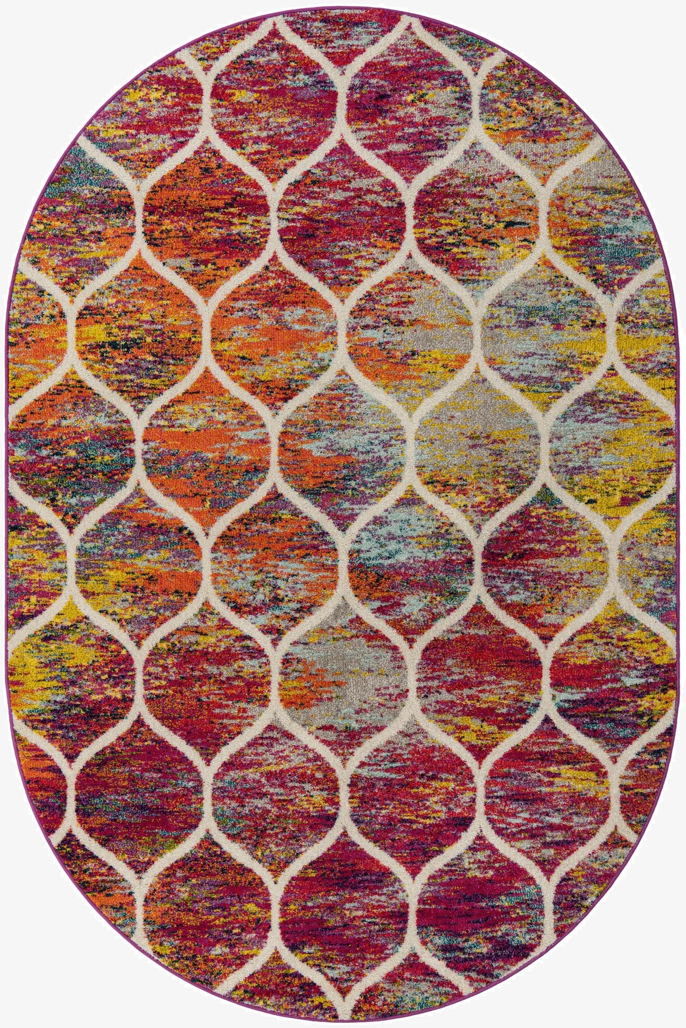  6' x 9' Lattice Frieze Oval Rug