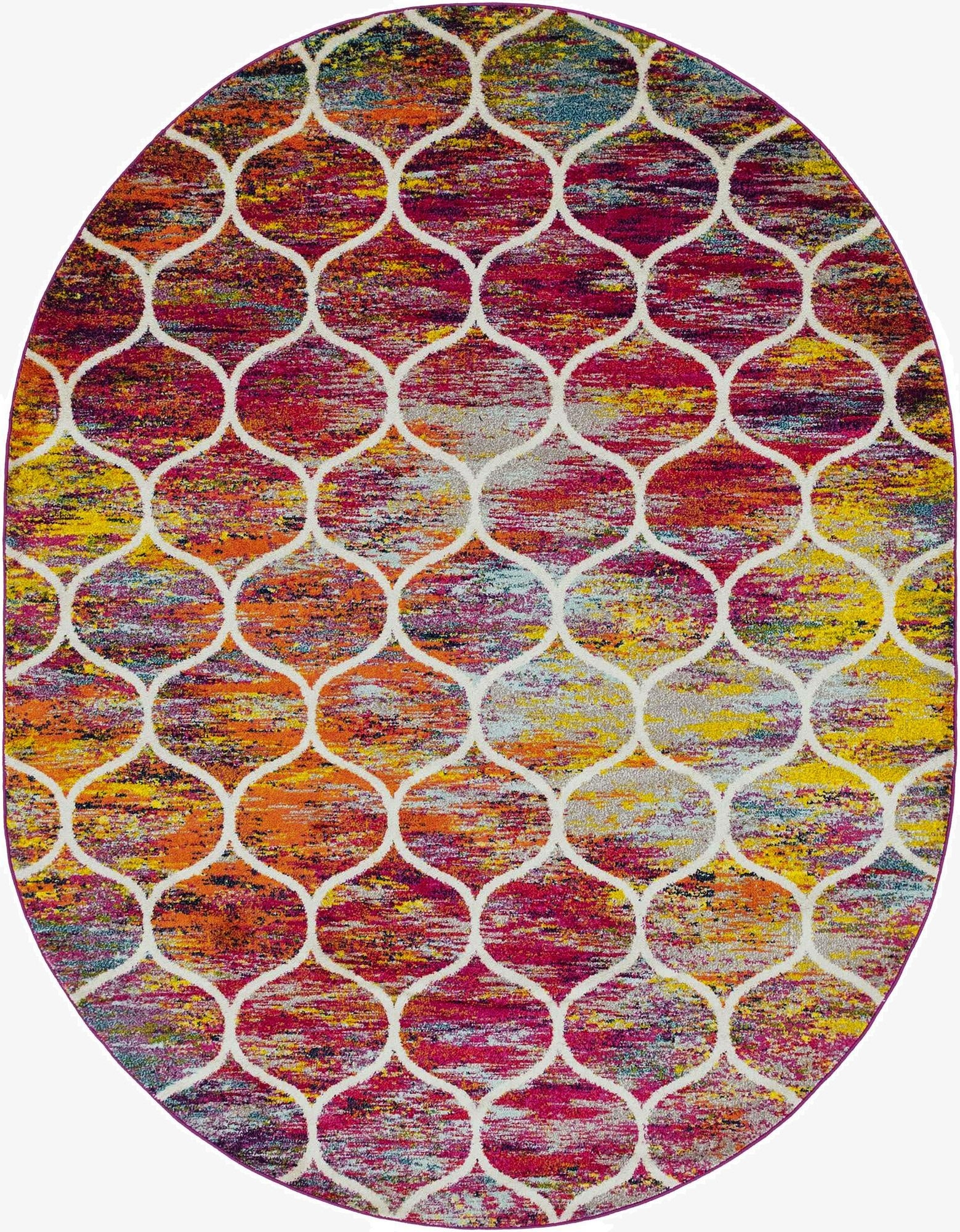  7' 10 x 10' Lattice Frieze Oval Rug