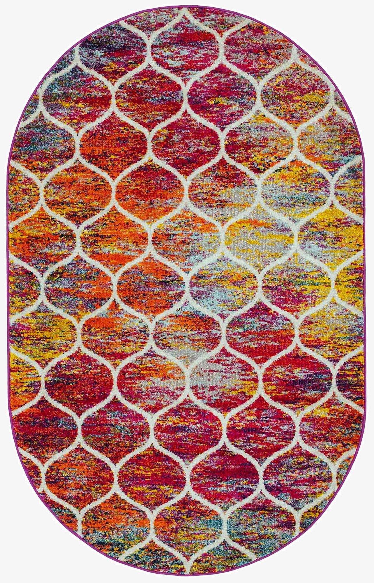  5' 3 x 8' Lattice Frieze Oval Rug