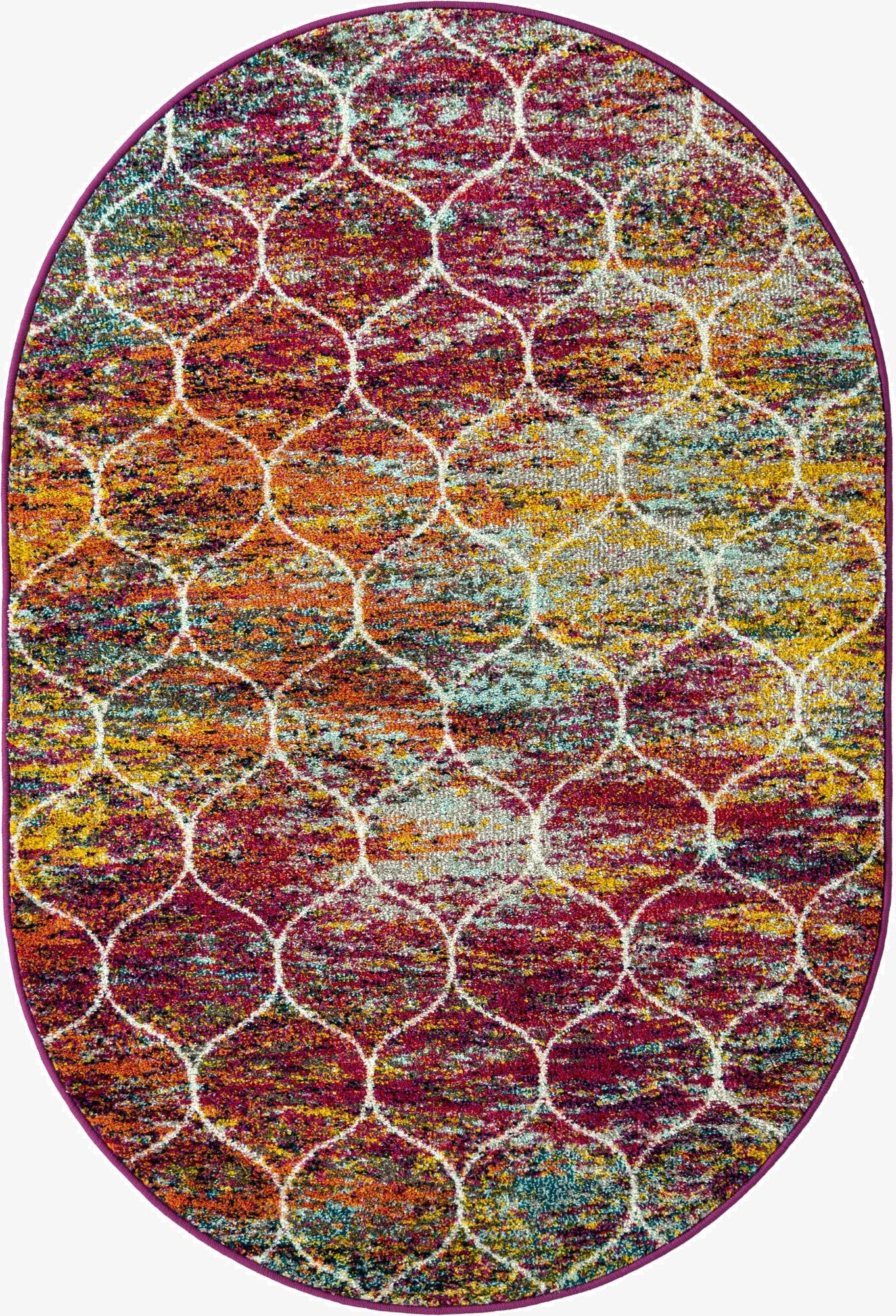  4' x 6' Lattice Frieze Oval Rug
