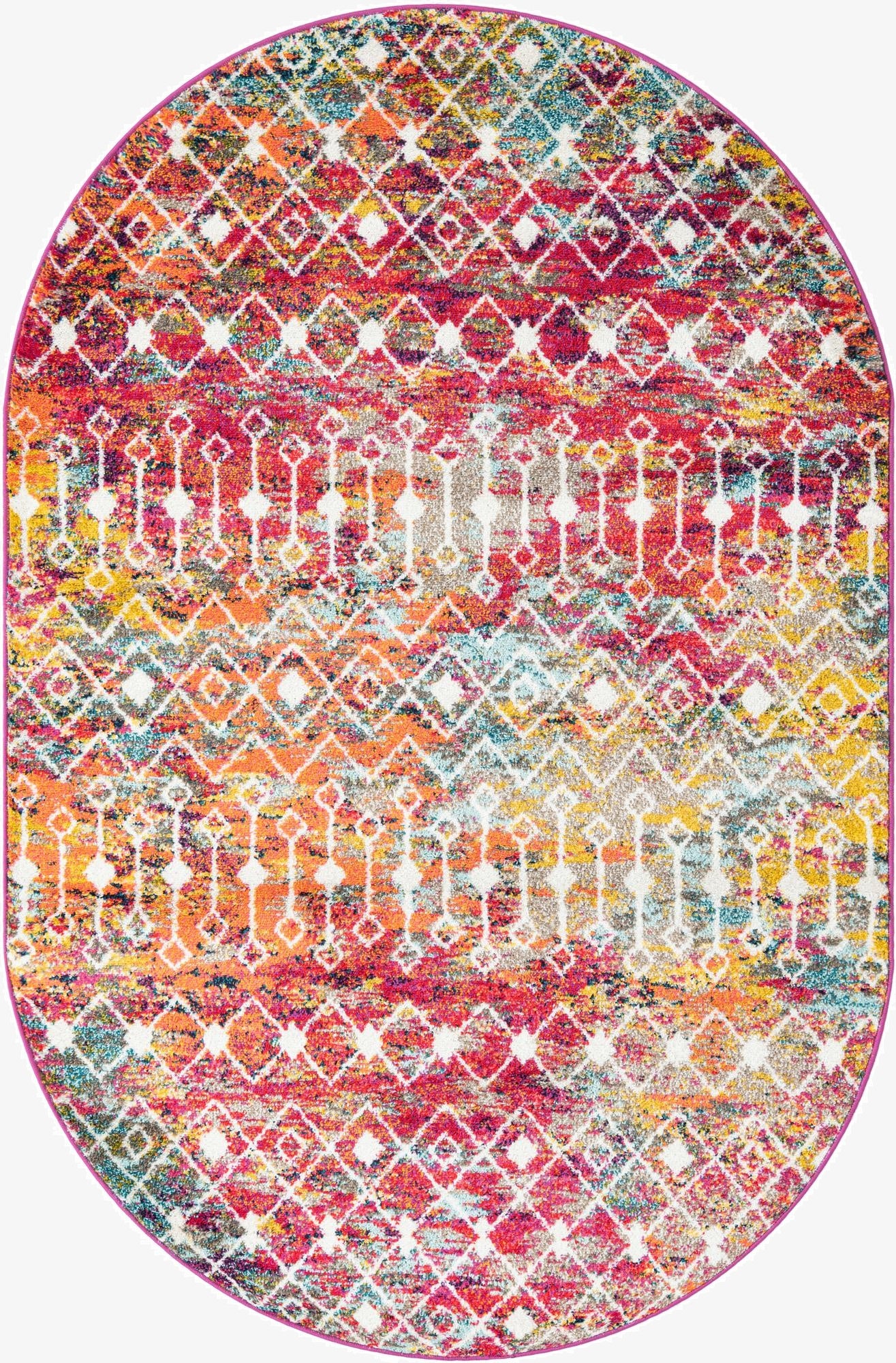  5' 3 x 8' Moroccan Trellis Oval Rug