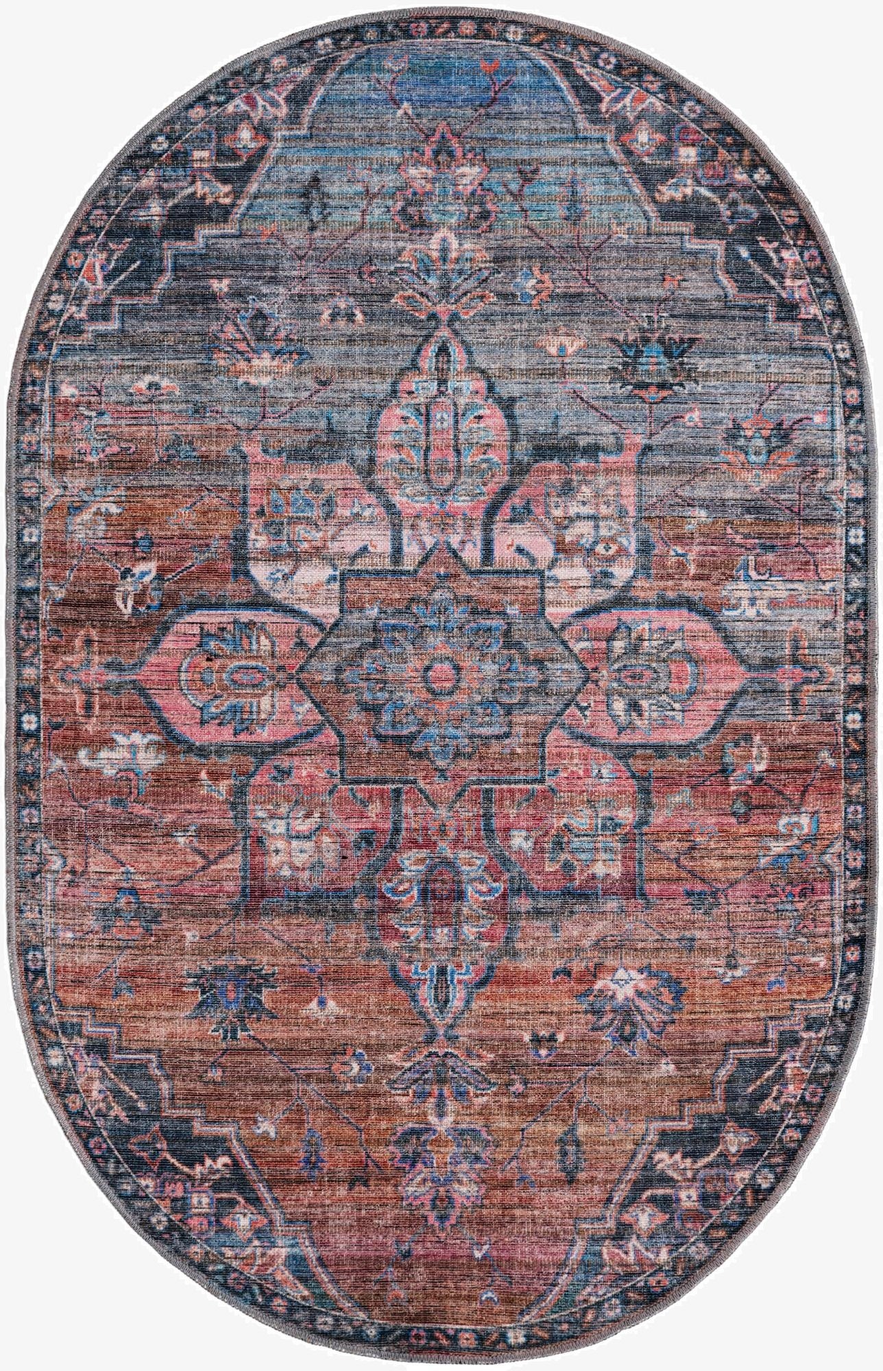  4' x 6'  Washable Nostalgia Oval Rug