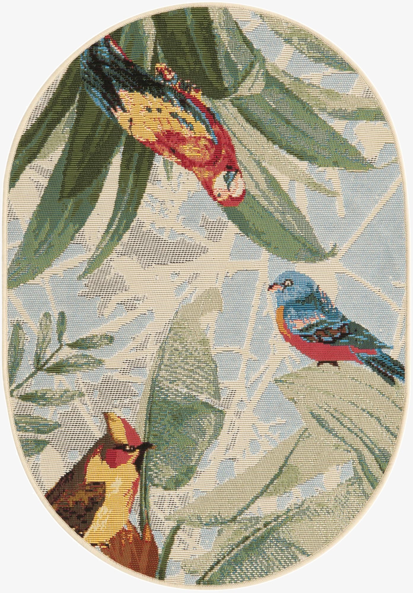  2' 2 x 3'  Washable Botanical Indoor / Outdoor Oval Rug