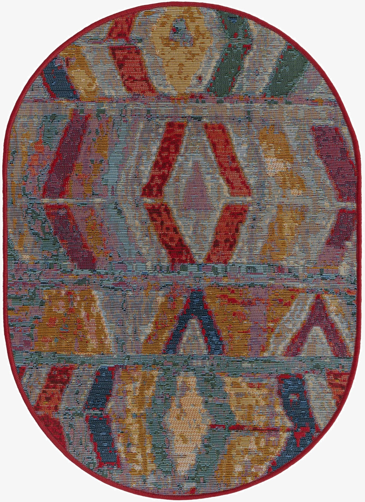  2' 2 x 3'  Washable Modern Indoor / Outdoor Oval Rug