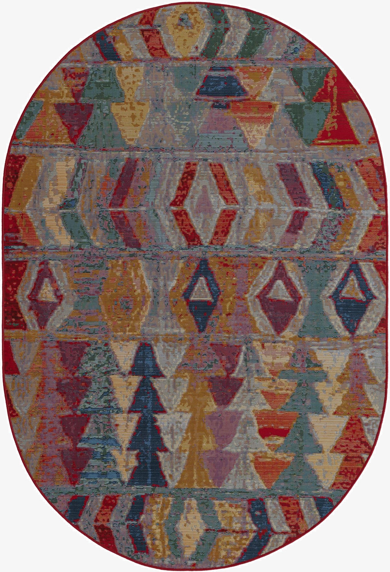  5' 3 x 8'  Washable Modern Indoor / Outdoor Oval Rug